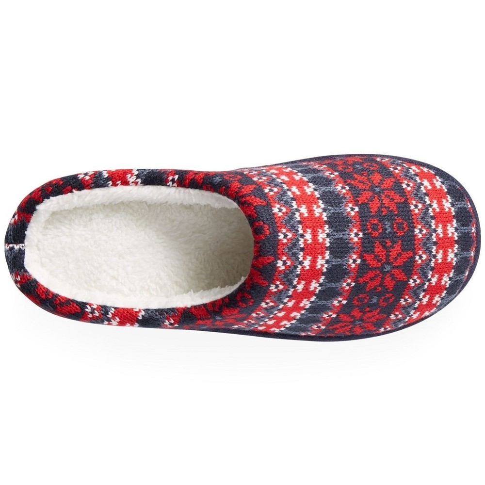 Club Room Men's Fair Isle Fleece-Lined Slippers Holiday Red/Blue Small Size 6-7